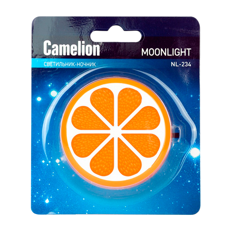 Ночник Camelion NL-234 "Апельсин" 1LED 0.5W 4.5V в розетку оранжевый (1/24/72)