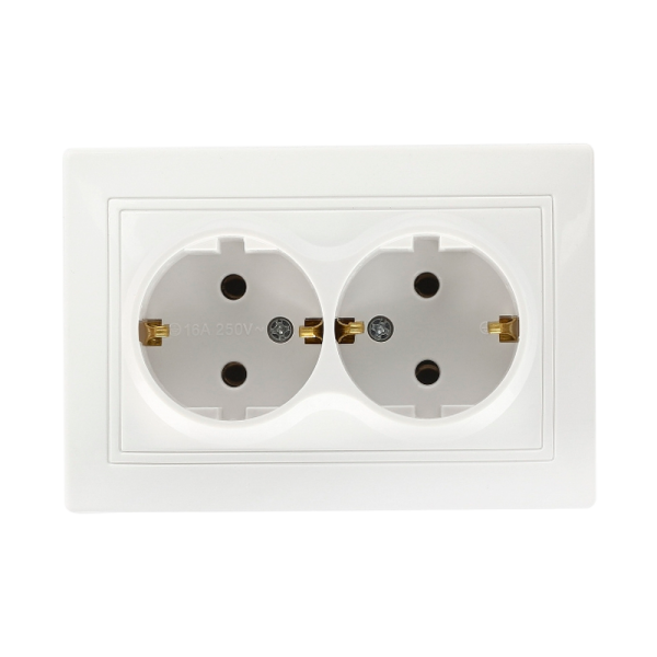 Розетка Smartbuy 2-местная с заземлением 16А белая, керамика "Венера"