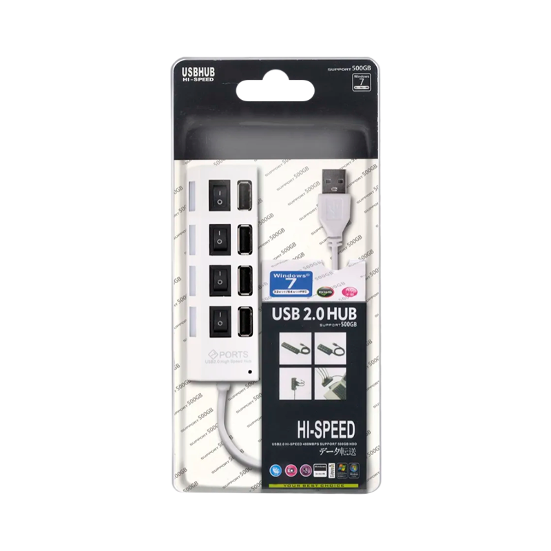 USB-Хаб Smartbuy 7204 4USB с выключателем белый
