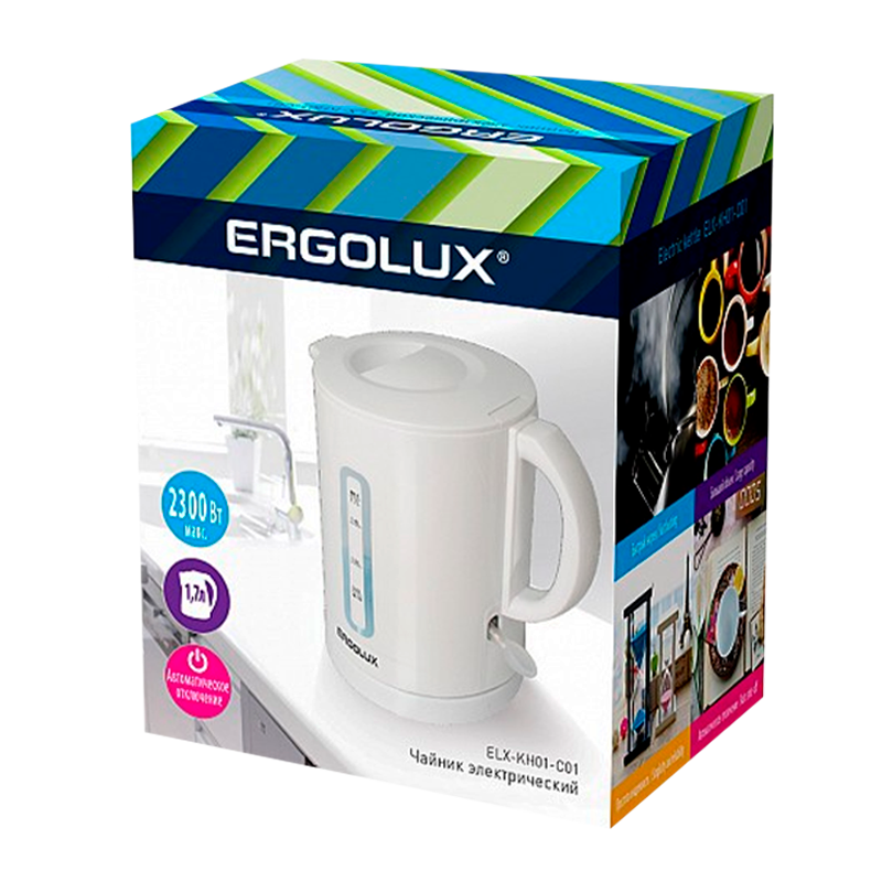 Электрочайник Ergolux ELX-KH01-C01 1500-2300W 1.7л белый (1/12)