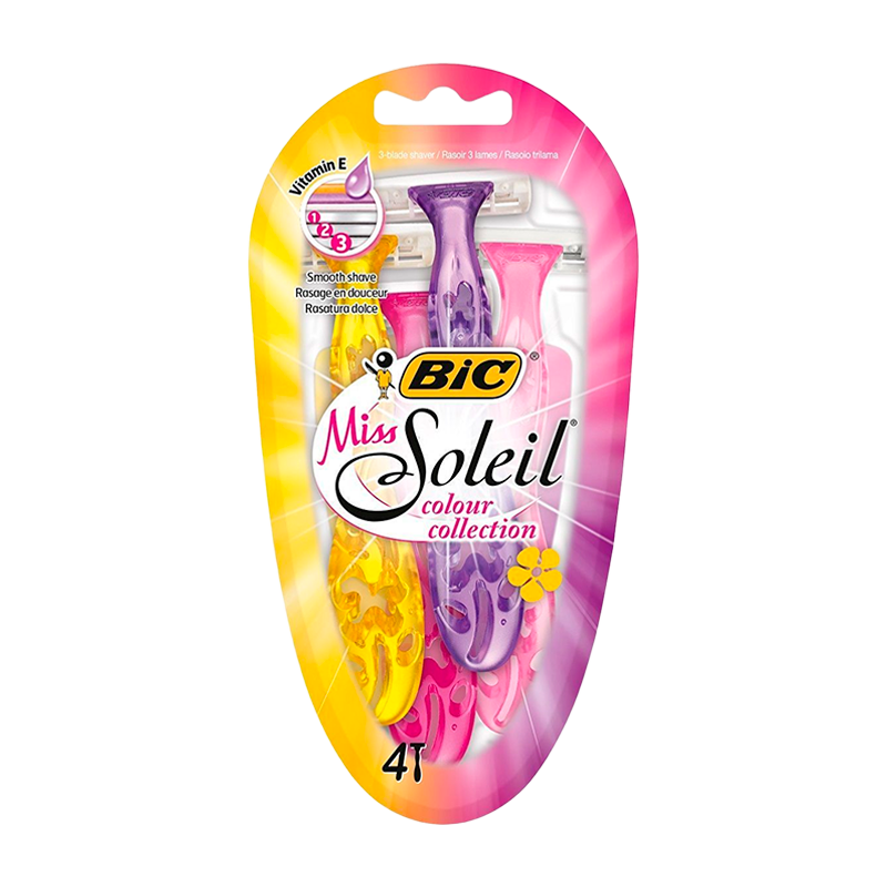Бритва BIC Soleil Color Miss 3 лезвия пластиковая ручка 4шт. (1/10)