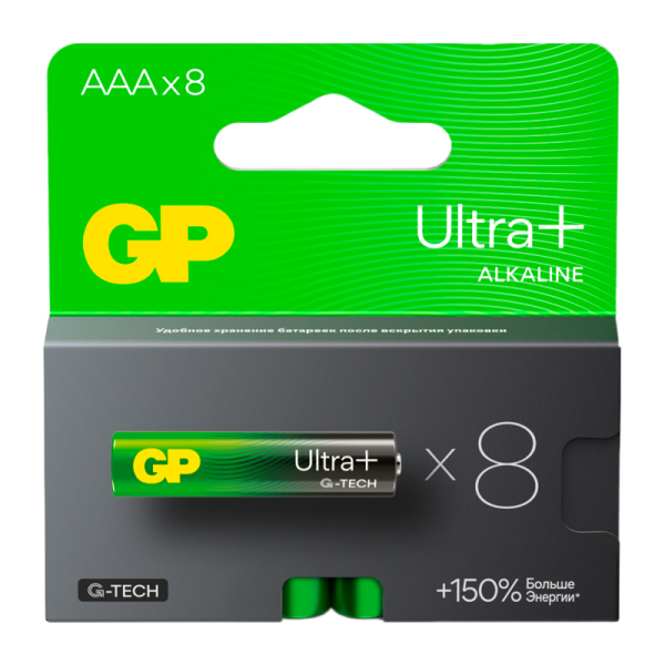 Батарейка GP ULTRA PLUS G-tech LR03 AAA BL8 Alkaline 1.5V (8/96/768)
