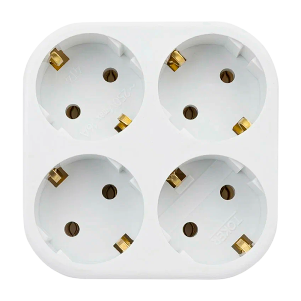 Разветвитель Toker 4Т4 4р.С/З белый (1/50)