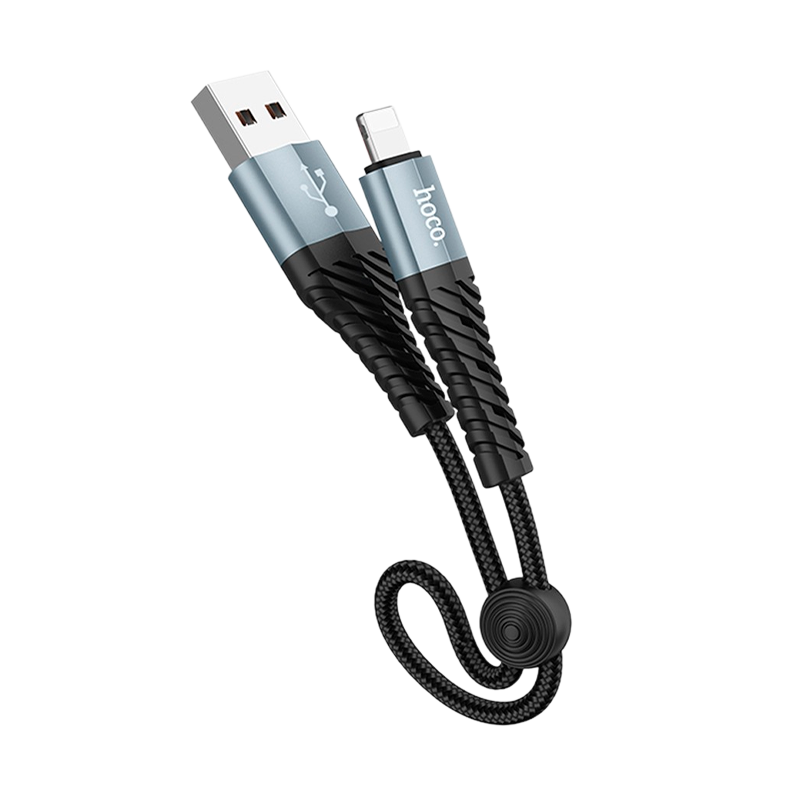 Кабель HOCO X38 USB (m)-Lightning (m) 0.25м 2.4A нейлон черный (1/31/310)