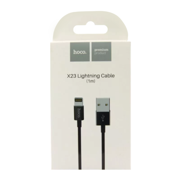 Кабель HOCO X23 USB (m)-Lightning (m) 1.0м 2.1A TPE черный (1/46/276)