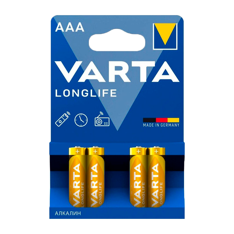 Батарейка Varta LONGLIFE LR03 AAA BL4 Alkaline 1.5V (4103) (4/96)
