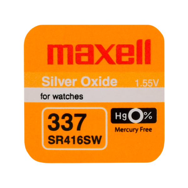 Батарейка Maxell 337 (SR416SW) BL1 Silver Oxide 1.55V 0%Hg (1/10/100)