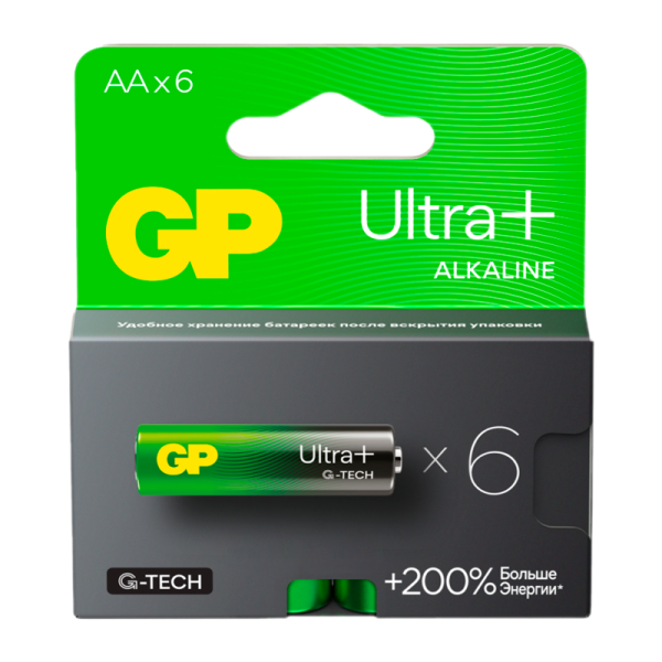 Батарейка GP ULTRA PLUS G-tech LR6 AA BL6 Alkaline 1.5V (6/96/768)