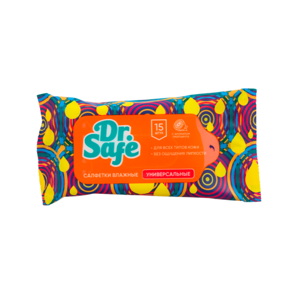 Салфетка Dr.Safe для рук грейпфрукт 15шт.