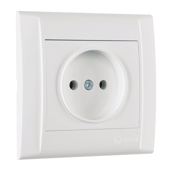 Розетка Makel Defne 1гн. 16A Б/З пластик белый 42001022 (1/12)