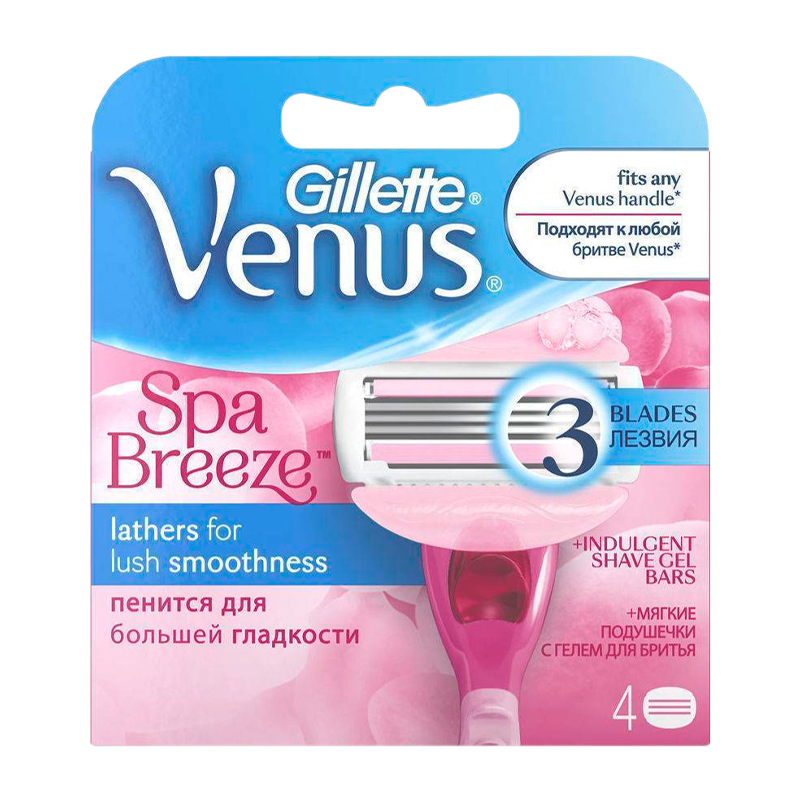 Сменные кассеты Gillette VENUS Breeze Spa 3 лезвия 4шт. (цена за 1 шт) (4/40)