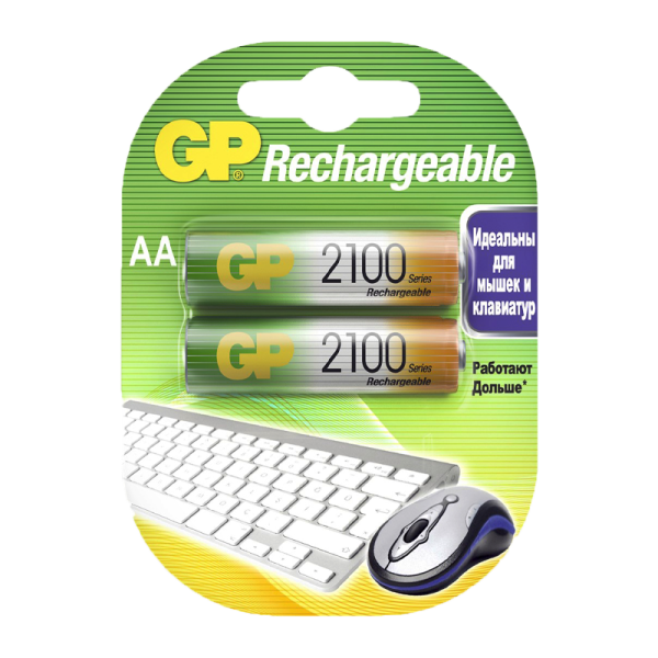 Аккумулятор бытовой GP HR6 AA BL2 NI-MH 2100mAh в пластиковой упаковке (2/20/200)