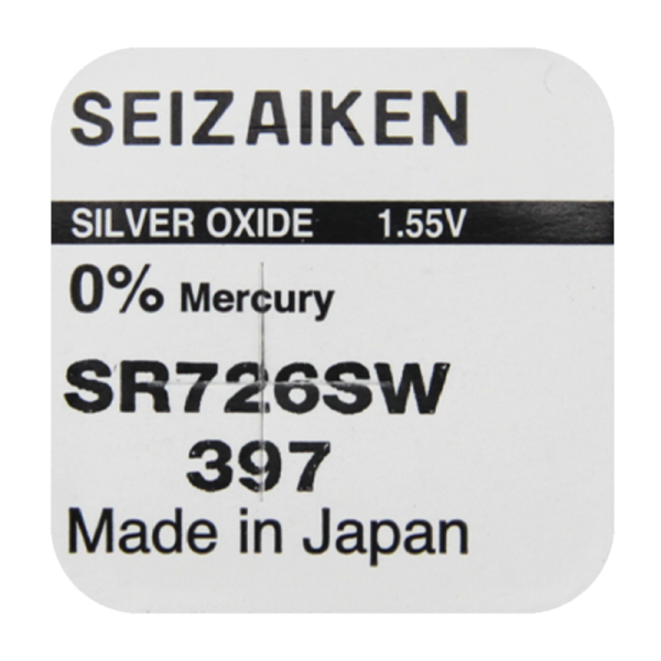 Батарейка SEIZAIKEN 397 (SR726SW) Silver Oxide 1.55V (1/10/100/1000)