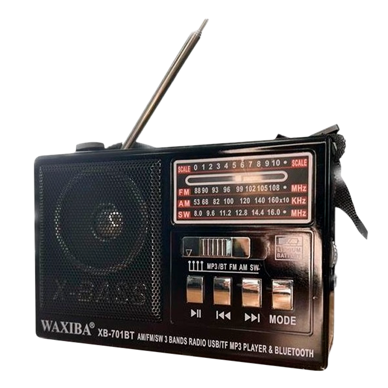 Радиоприемник Waxiba XB-701ВТ пластик microSD USB/Jack3.5 черный (1/40)
