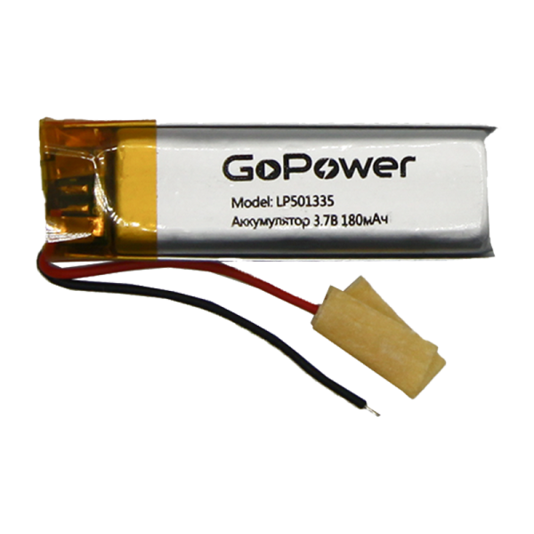 Аккумулятор Li-Pol GoPower LP501335 PK1 3.7V 180mAh с защитой (1/10/250)