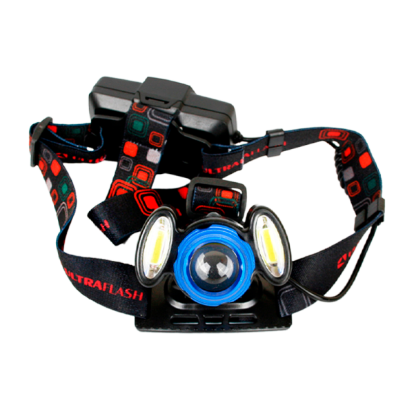 Фонарь налобный Ultraflash E1334 4W 1LED+COB от аккумулятора IP20 4 режима черный (1/50)