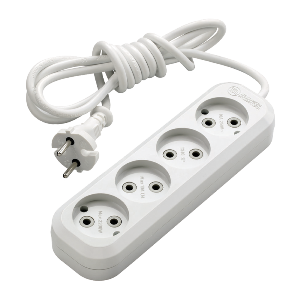 Удлинитель Makel 4р.Б/З 10A 2.0м 2x0.75мм² IP20 белый MGP142 (1/12)