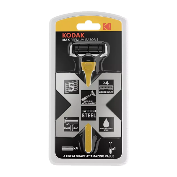 Бритва Kodak MAX Premium Razor 5 лезвий 4 кассеты плавающая головка (1/12/48)