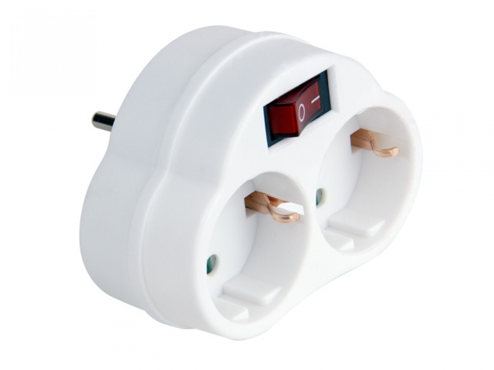 Разветвитель JAZZway AD-2GS 2р.С/З 16A со шторкой белый