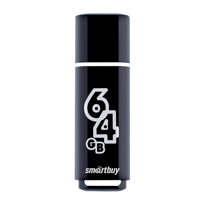 Флеш-накопитель Smartbuy Glossy 64GB USB2.0 пластик черный