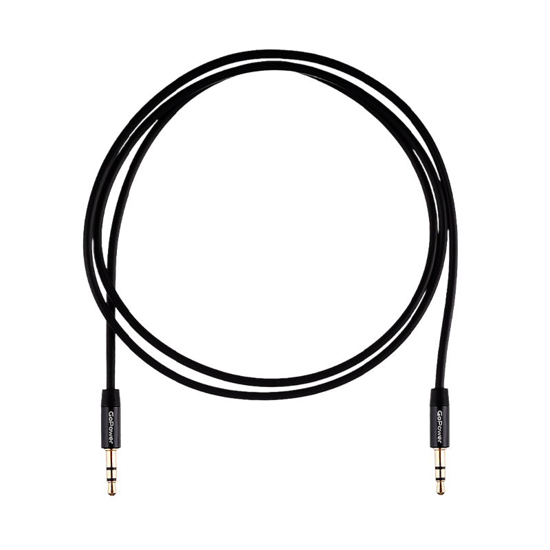 Кабель AUX GoPower Jack 3.5mm (m)-Jack 3.5mm (m) 1.0м TPE черный Premium Zip-Lock c подвесом (1/500)