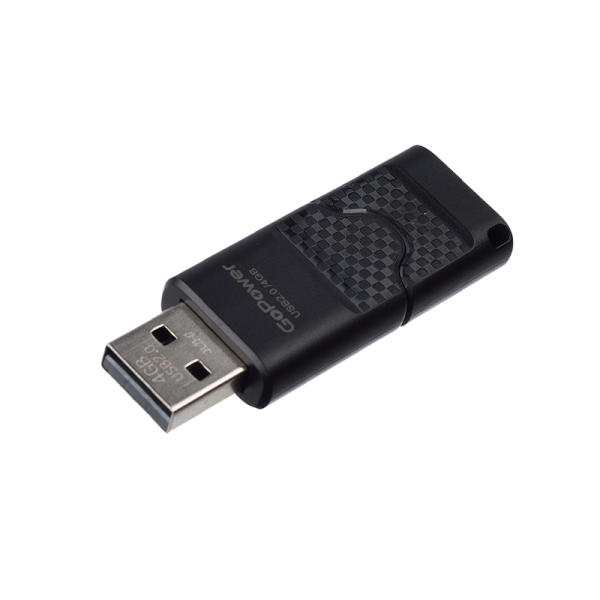 Флеш-накопитель GoPower SLIDER 4GB USB2.0 пластик черный матовый (1/50/1000)