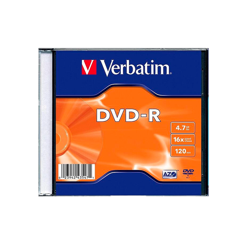 Диск DVD-R Verbatim 4.7GB 16x 1шт. SlimCase