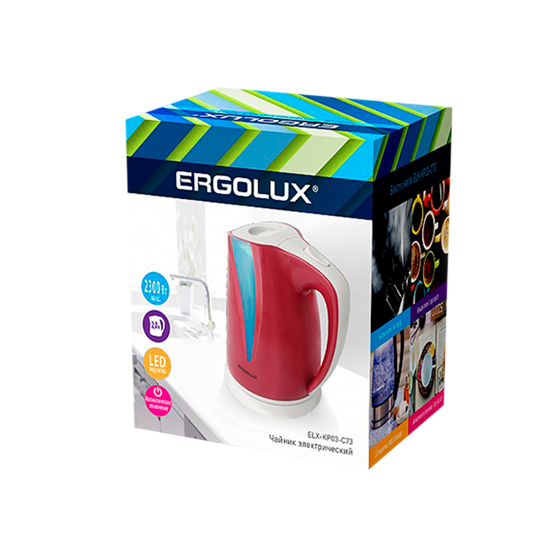 Электрочайник Ergolux ELX-KP03-C73 2300W 2.0л красный (1/8)