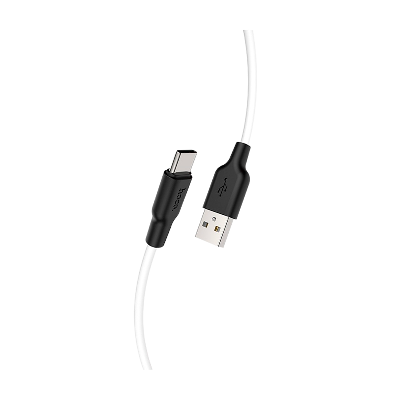 Кабель HOCO X21 Plus USB (m)-Type-C (m) 1.0м 3.0A силикон черный белый (1/28/168)