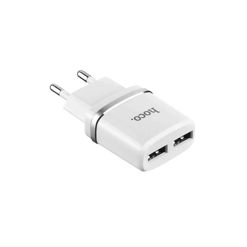 Сетевое З/У HOCO C12 2USB 2.4A белый (1/10/100)