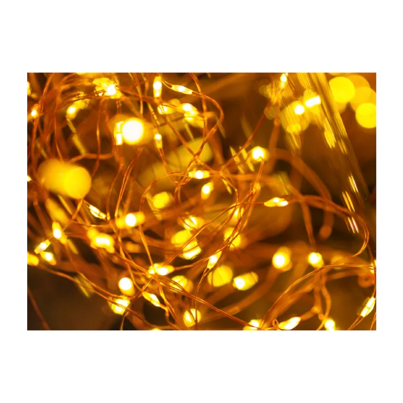 Гирлянда Космос "Золотые нити" 100LED 10.0м лампочки медная проволока 8 режимов (1/24)