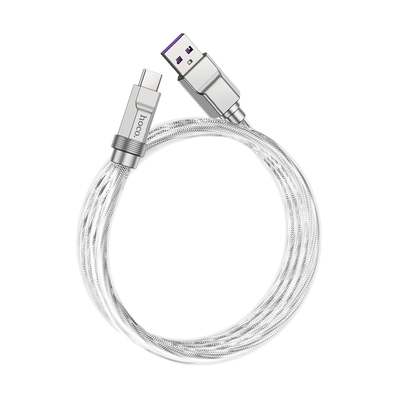Кабель HOCO U113 USB (m)-Lightning (m) 1.0м 2.4A силикон серебряный (1/22/220)