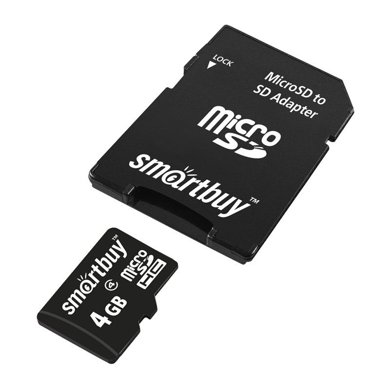 Карта памяти microSD Smartbuy 4GB Class4 4 МБ/сек с адаптером