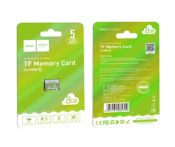 Карта памяти microSD HOCO 8GB Class10 75 МБ/сек (1/100)