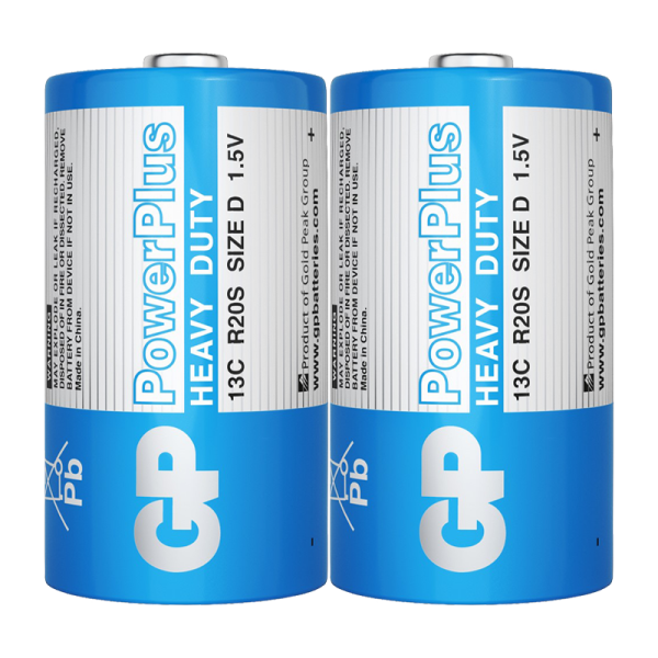 Батарейка GP PowerPlus R20 D Shrink 2 Heavy Duty 1.5V (2/20/200) R