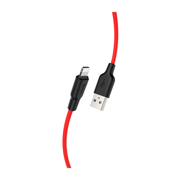 Кабель HOCO X21 Plus USB (m)-Lightning (m) 1.0м 2.4A силикон черный красный (1/28/168)