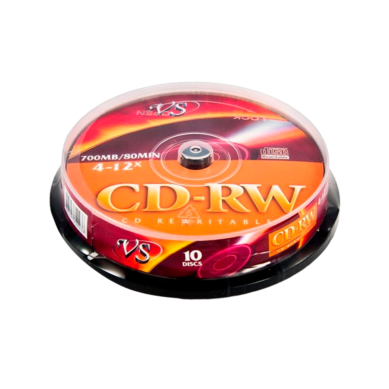 Диск CD-RW VS 700MB 4-12x 10шт. cake box (10/200)