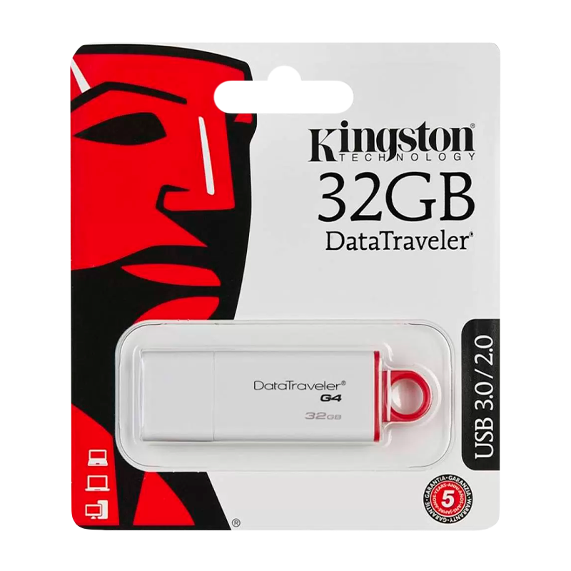Флеш-накопитель Kingston DataTraveler G4 32GB USB3.0 пластик белый красный
