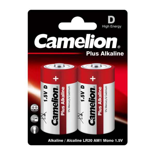Батарейка Camelion Plus LR20 D BL2 Alkaline 1.5V (2/12/96)
