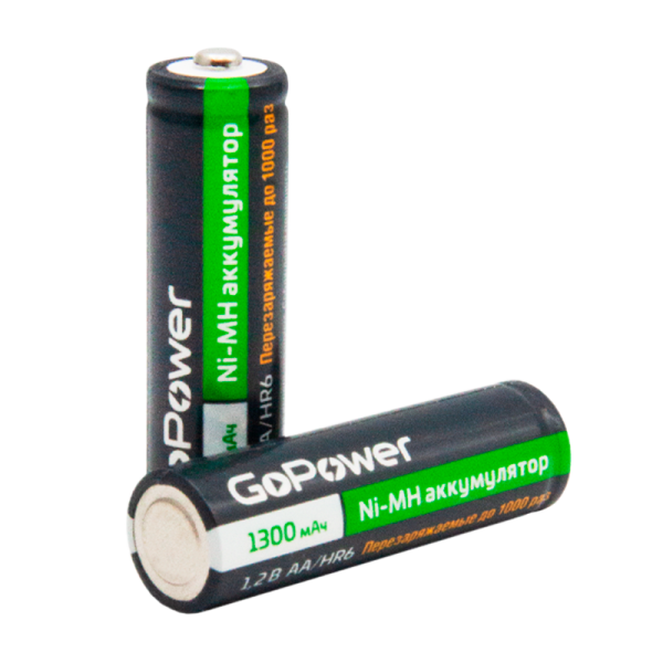 Аккумулятор бытовой GoPower HR6 AA BL2 NI-MH 1300mAh (2/20/240)