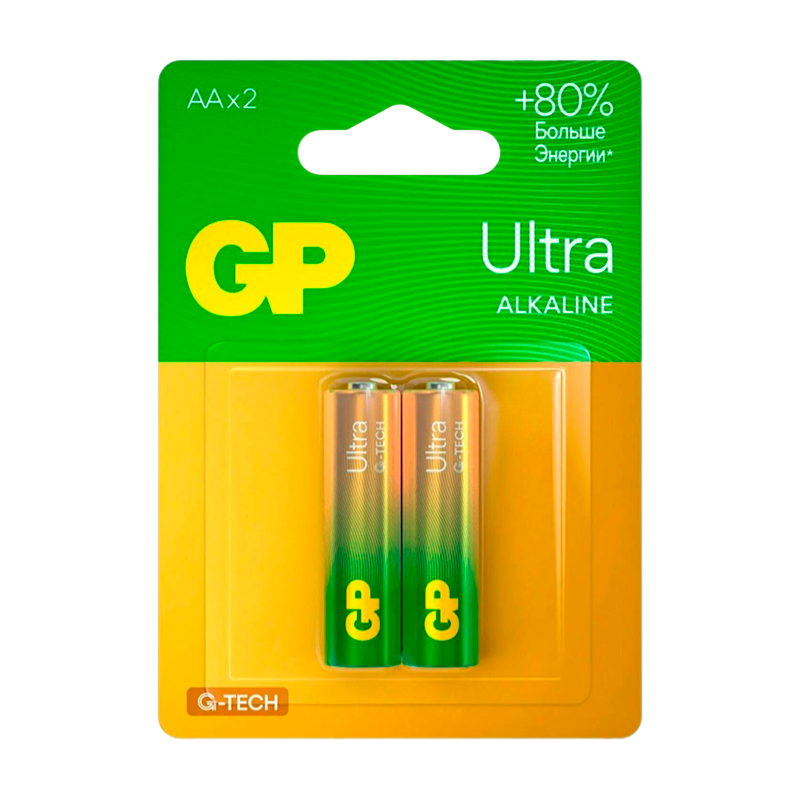 Батарейка GP ULTRA G-Tech LR6 AA BL2 Alkaline 1.5V (2/20/80) R