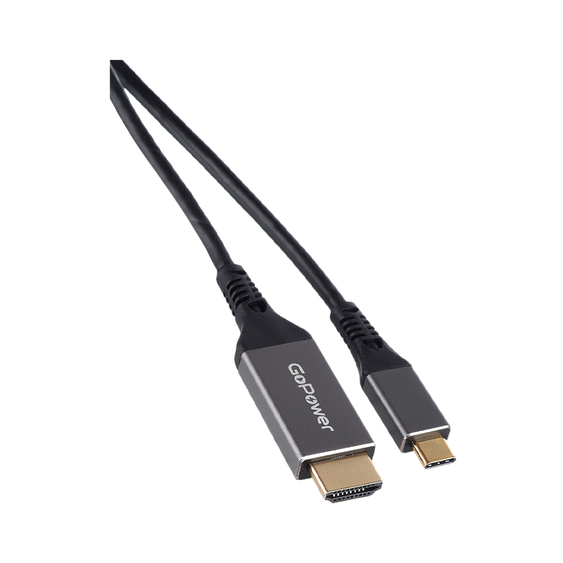 Кабель GoPower Type-C (m)-HDMI (m) 2.0м ПВХ 4K 60Hz черный Premium Zip-Lock c подвесом (1/100)