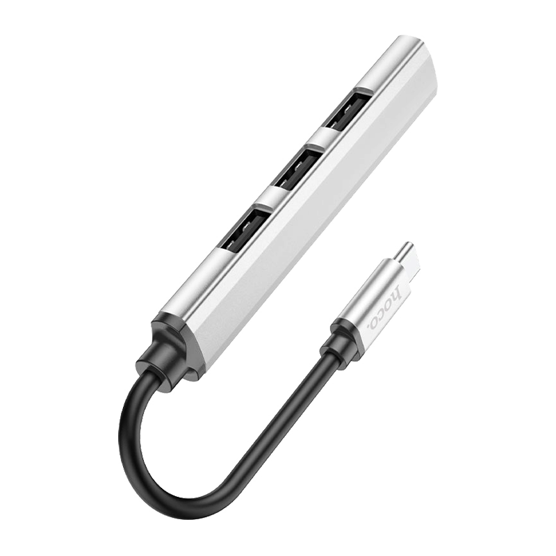 USB-Хаб HOCO HB26 4USB Type-C (m) USB3.0 серебряный (1/18/180)