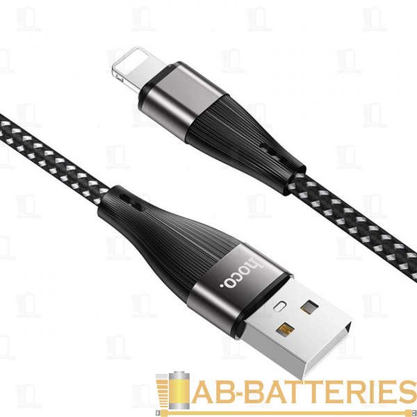 Кабель HOCO X57 USB (m)-Lightning (m) 1.0м 2.4A нейлон черный (1/33/330)