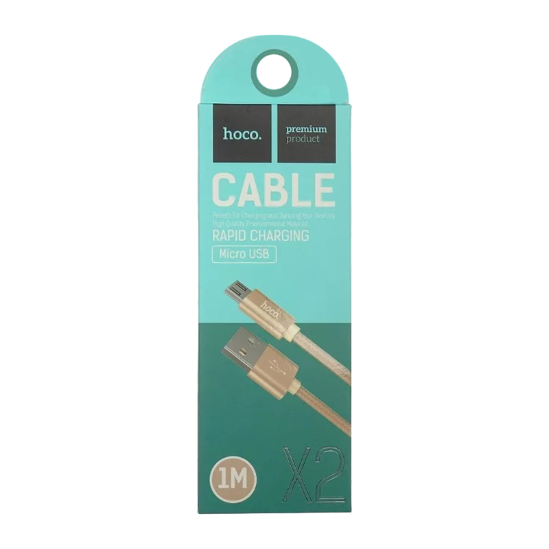 Кабель HOCO X2 USB (m)-microUSB (m) 1.0м 2.1A нейлон золотой (1/30/300)