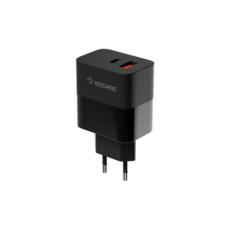 Сетевое З/У Космос 1USB/Type-C 30W QC3.0 / PD3 черный (1/40/80)