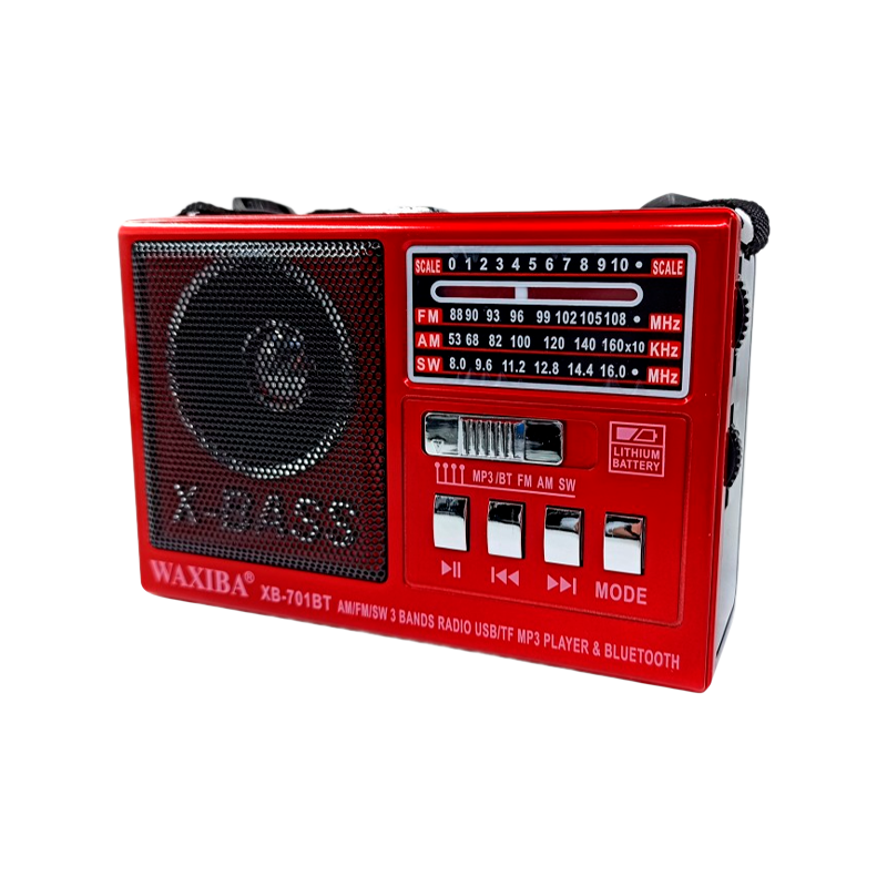 Радиоприемник Waxiba XB-701ВТ пластик microSD USB/Jack3.5 красный (1/40)