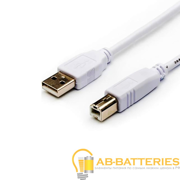 Кабель Atcom USB (m)-USB B (m) 1.8м силикон стаб.напр. белый (1/10/250)