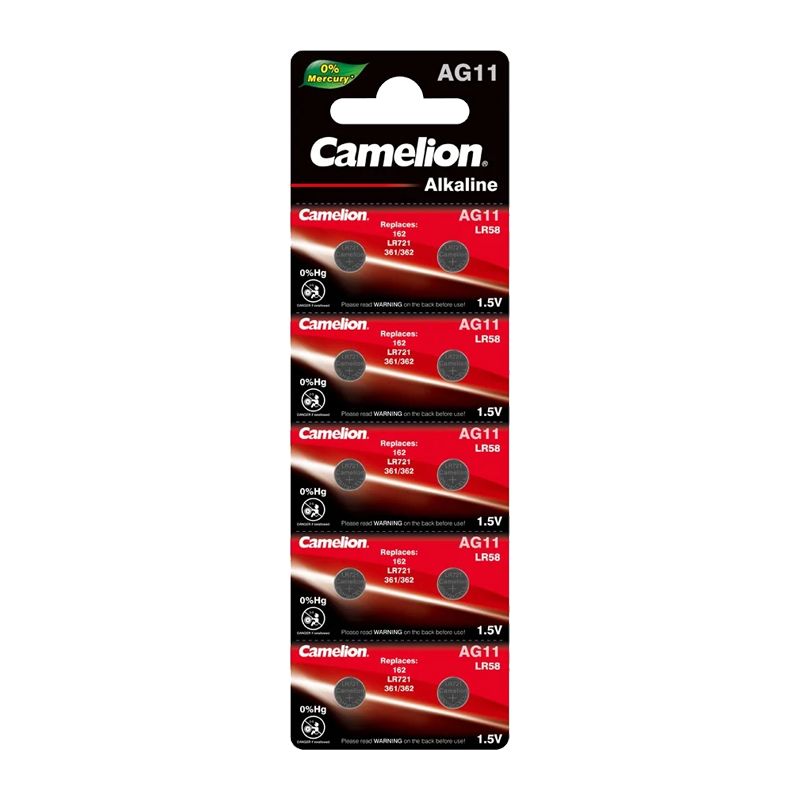 Батарейка Camelion G11/LR721/LR58/362A/162 BL10 Alkaline 1.5V (10/100/3600)