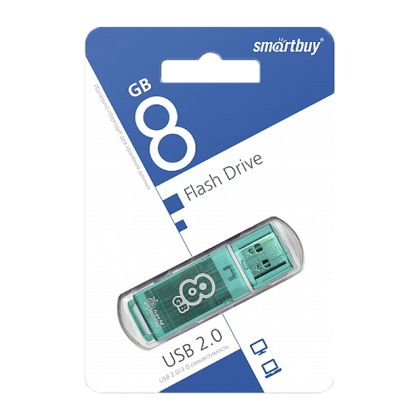 Флеш-накопитель Smartbuy Glossy 8GB USB2.0 пластик зеленый